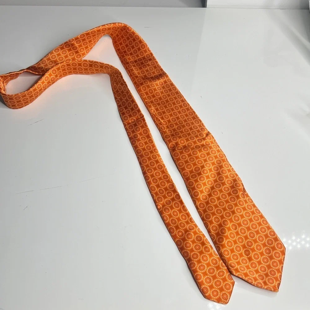 Barney’s Orange Blue Silk Tie - New with tags. 3.25” wide 64” full Length